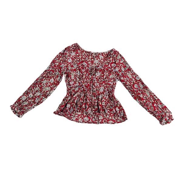 Feather Bone Wom Sz 4 Anthropologie Corset Waist Boho Piratecore Hippie Blouse - Picture 2 of 12